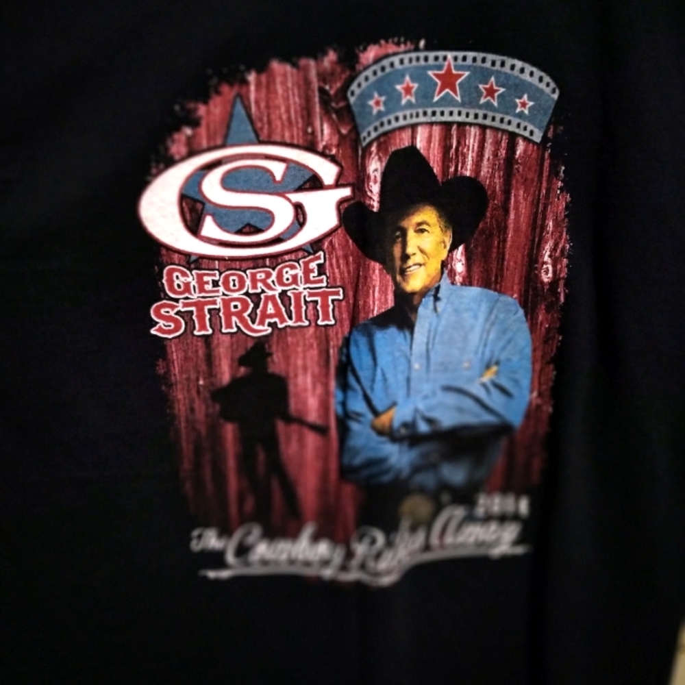 George Strait T Shirt 2014 The Cowboy Rides Away Tour Double Sided Size L E13